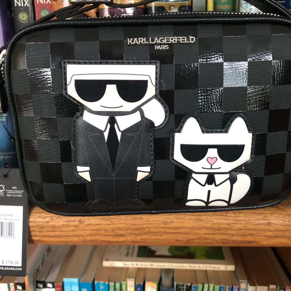 NWT Karl Lagerfeld Maybelle crossbody bag Choupette Black on Black 9X6X3